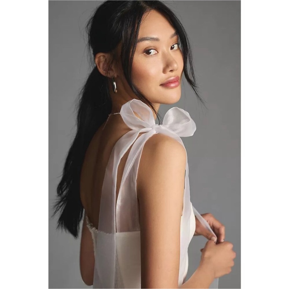 Reformation White Tie-Shoulder Mini Dress Size 6 - Picture 5 of 11